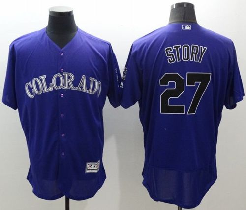 Rockies #27 Trevor Story Purple Flexbase Authentic Collection Stitched MLB Jersey